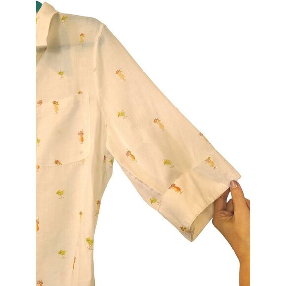Chico’s No Iron 3/4 Sleeve Linen Tropical Drink Tunic Top Women's Size 3 - GUC - Picture 3 of 12